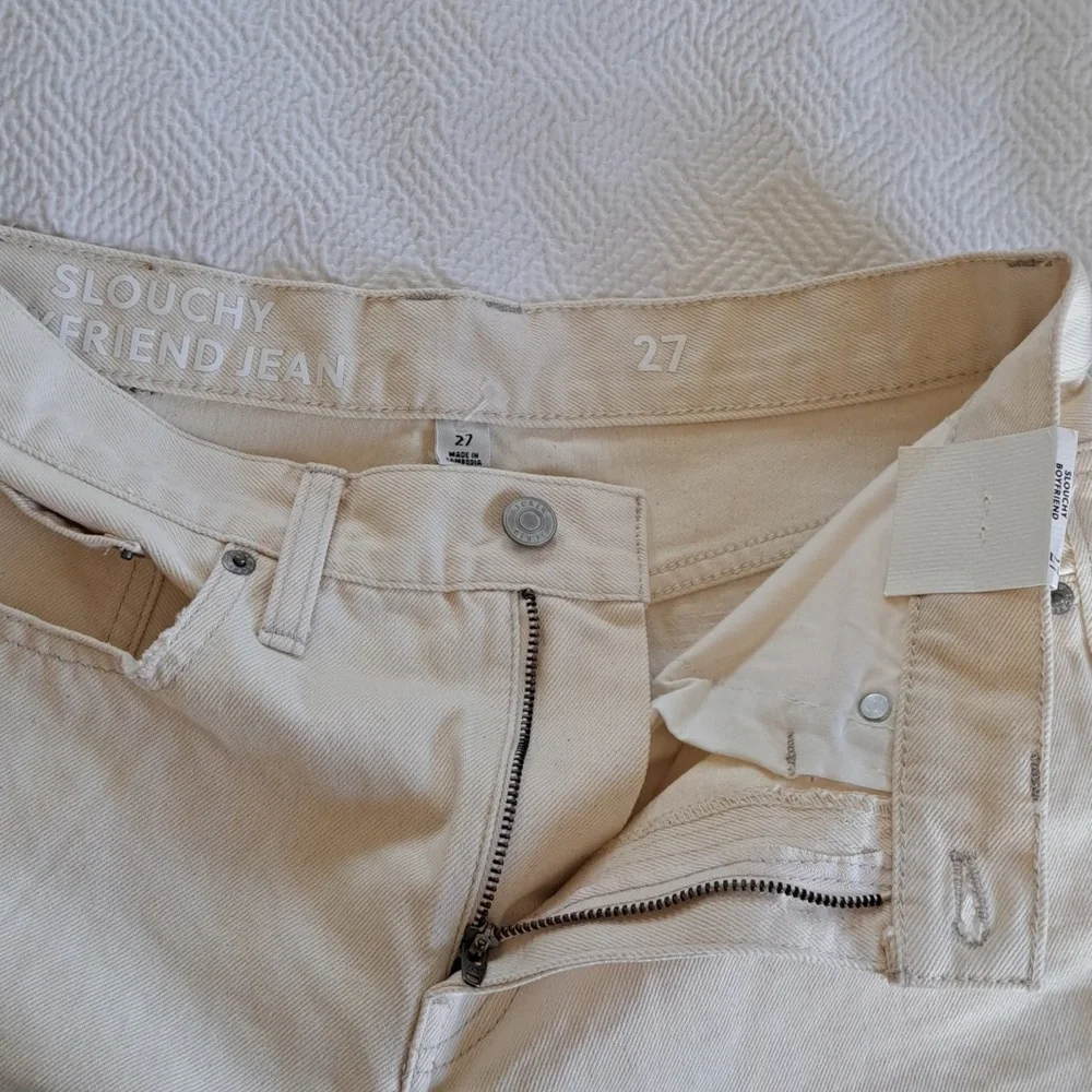 NWT J.Crew Womens 100% Ecru Cotton Slouchy Boyfriend High Rise‎ Ankle Jeans 27